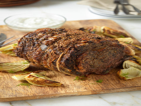 Herb-crusted beef rib roast