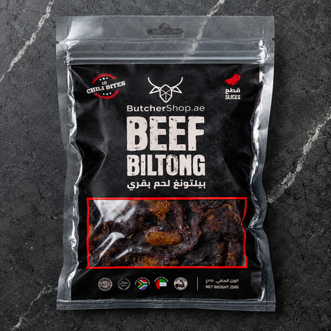 Traditional Beef Biltong Slices Chili Bites -250g