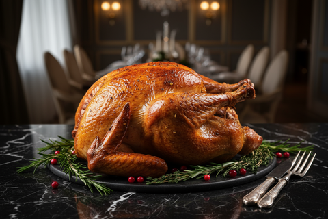 Smoked Whole Turkey with black marble 