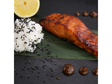 Miso Marinated Fresh Salmon Portion, Slightly Smoked for baking